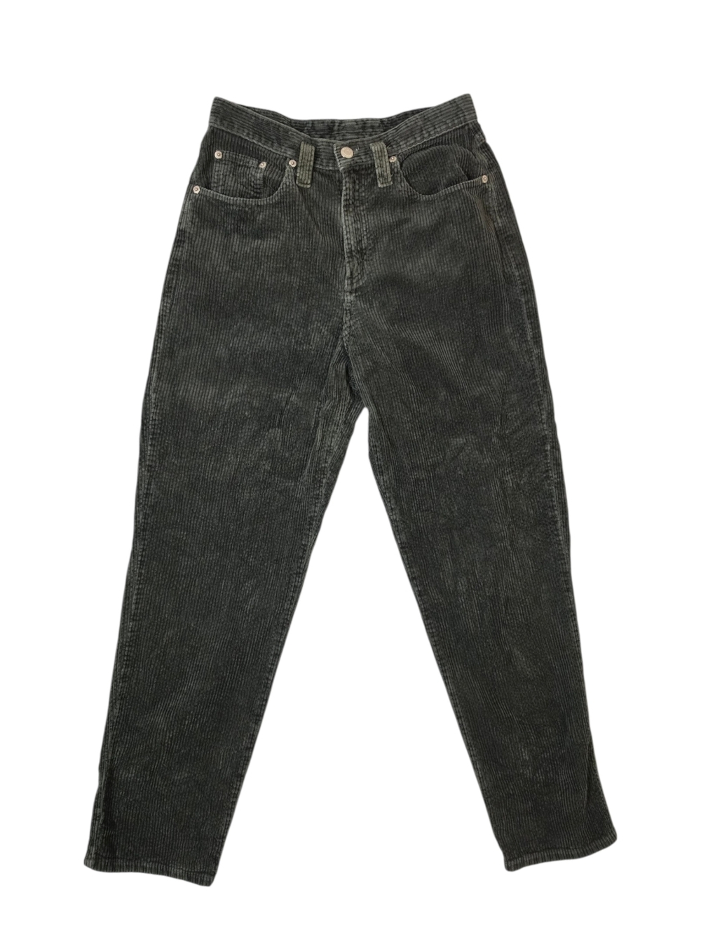 Vintage 90s Essentials Dungaree Green Corduroy Pants High Rise Tapered Women's 6